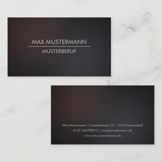 Dunkle minimalistische moderne Visitenkarten 名刺 (正面/裏面)