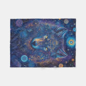 Dunkler Wolf Mandala Sternenhimmel フリースブランケット (正面(横))