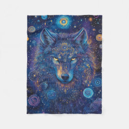 Dunkler Wolf Mandala Sternenhimmel フリースブランケット