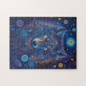 Dunkler Wolf mit Mandala magischer Sternenhimmel ジグソーパズル (横)