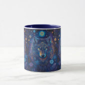 Dunkler Wolf mit Mandala magischer Sternenhimmel マグカップ (中央)