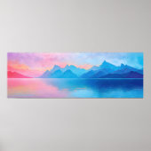 "Dunlach"広いピンクと青の風景Aの海 ポスター (正面)