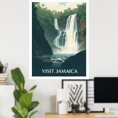 Dunn’s River Falls, Jamaica vintage illustration ポスター (ホームオフィス)
