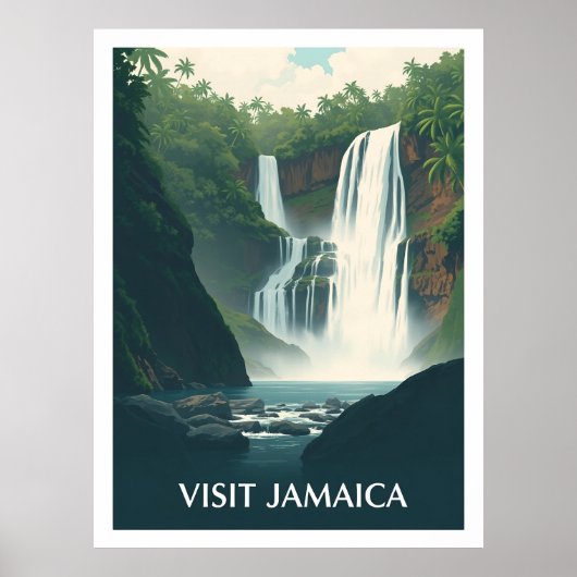 Dunn’s River Falls, Jamaica vintage illustration ポスター (正面)