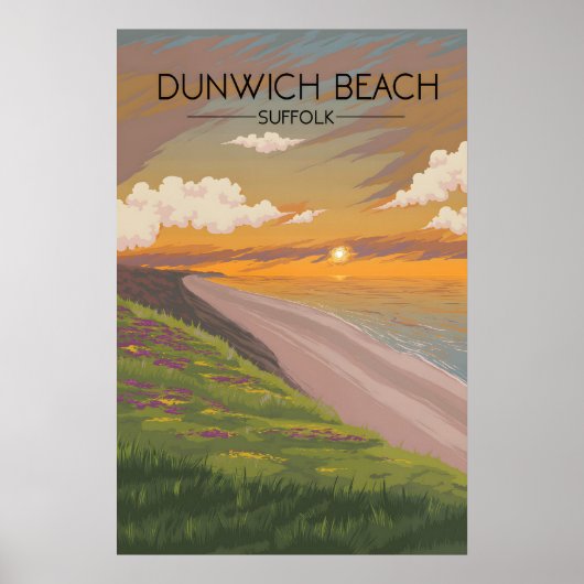 Dunwich Beach Suffolk Seaside Travel Poster ポスター (正面)