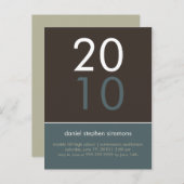 "Duo"カデットブルー&タン卒業招待状 インビテーションポストカード (正面/裏面)