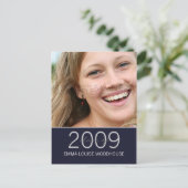 "Duo"ミッドナイトブルー卒業招待状 インビテーションポストカード (スタンド正面)