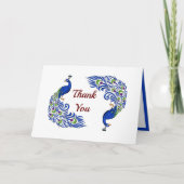 Duo Peacock Folded Wedding Thank You Cards サンキューカード (正面)