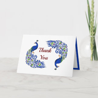 Duo Peacock Folded Wedding Thank You Cards サンキューカード