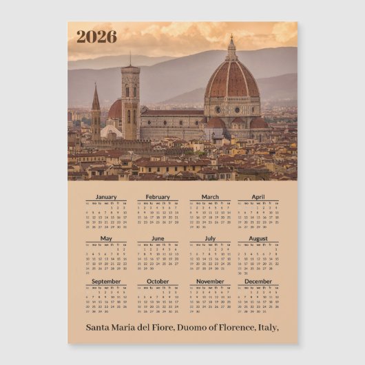 Duomo Florence Italy 2026 Calendar Magnetic Card (正面)