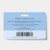 Duotone医療スタッフID +バーコード水平 バッジ (裏面)