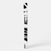 Duotone Black White Block and Swirl Add Name iPhoneケース (左側面)