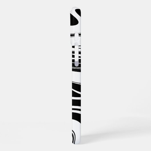 Duotone Black White Block and Swirl Add Name iPhoneケース (左側面)