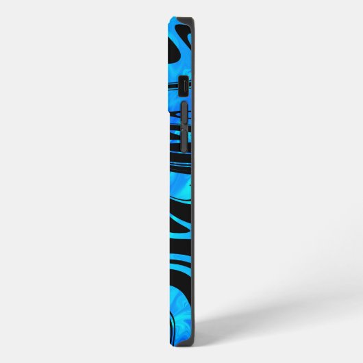 Duotone Block and Swirl Blue iPhoneケース (左側面)