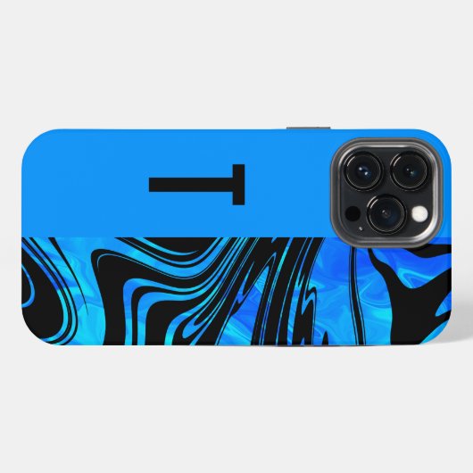 Duotone Block and Swirl Blue iPhoneケース (裏面横)
