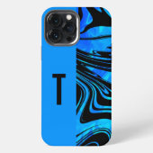 Duotone Block and Swirl Blue iPhoneケース (裏面)