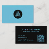 Duotone modern minimalist monogram 名刺 (正面/裏面)