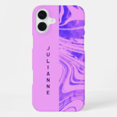 Duotone Pink Block and Swirl Add Name iPhoneケース (裏面)