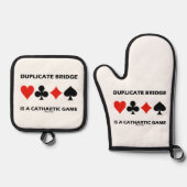 Duplicate Bridge Is A Cathartic Game Card Suits 鍋つかみ&鍋敷きセット (正面)