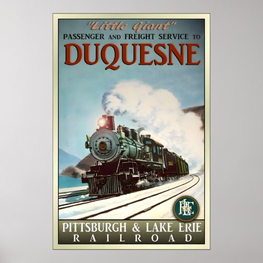 Duquesne P&LE Railroad New Retro Train Poster ポスター (正面)