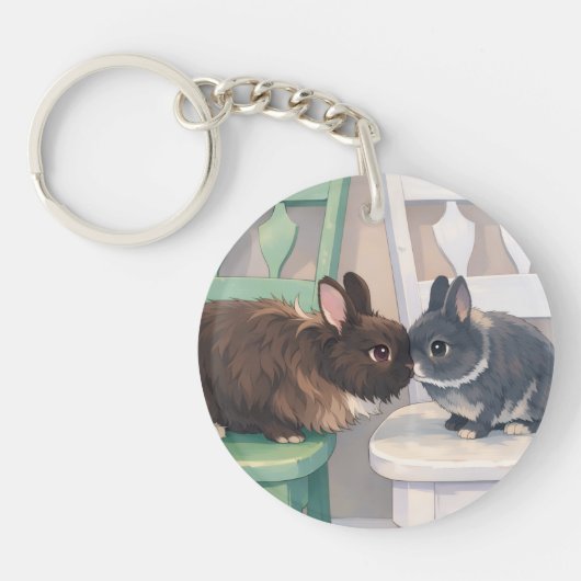 Durable Acrylic Key Chain - Two Rabbits キーホルダー (正面)