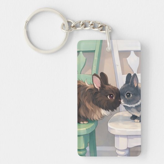 Durable Acrylic Keychain Two Rabbits Design キーホルダー (正面)