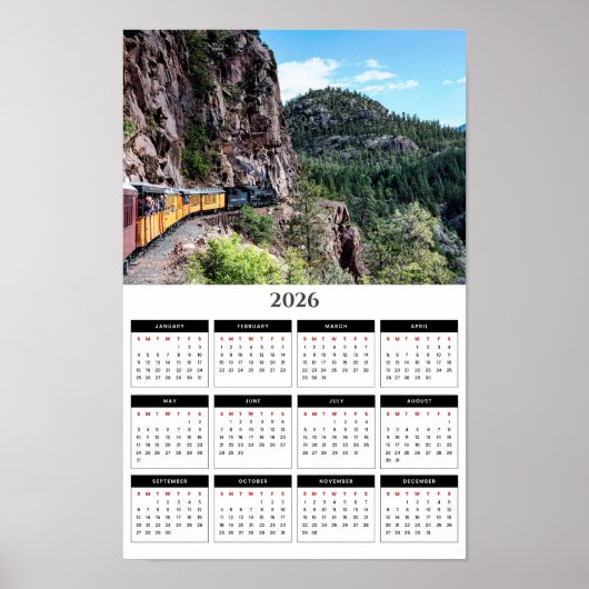 Durango Colorado Mountain Train 2026 Calendar ポスター (正面)
