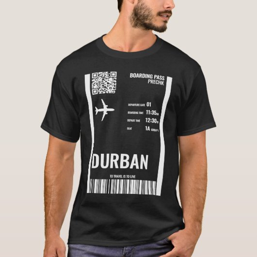 Durban South Africa Boarding Pass Airline Ticket T Tシャツ (正面)