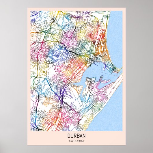 Durban South Africa City Map ポスター (正面)