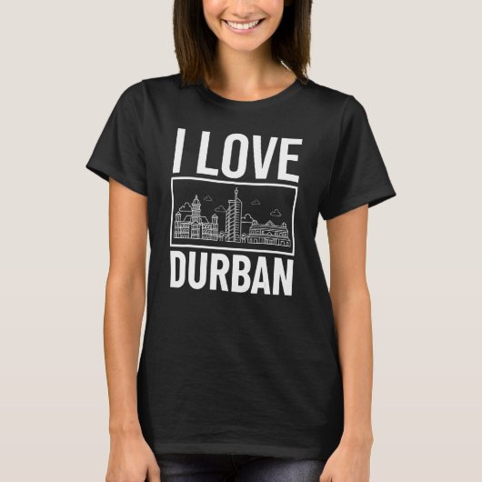 Durban South Africa City Skyline Map Travel Tシャツ (正面)