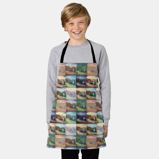 Durdle Door, Dorset, England Collage エプロン (着用した状態)