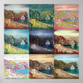 Durdle Door, Dorset, England Collage ポスター (正面)