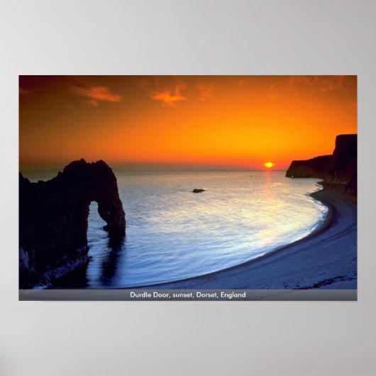 Durdle Door, sunset, Dorset,イギリス ポスター (正面)