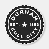 Durham Bull City Date Button マグネット (正面)
