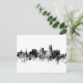 Durham England Skyline Cityscape Black White ポストカード (スタンド正面)