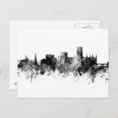 Durham England Skyline Cityscape Black White ポストカード (正面/裏面)