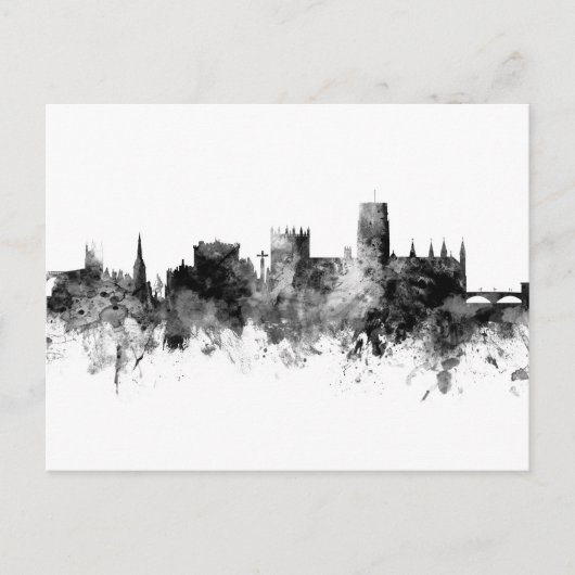 Durham England Skyline Cityscape Black White ポストカード (正面)