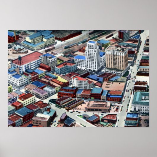 Durham North Carolina Birdseye View ポスター (正面)