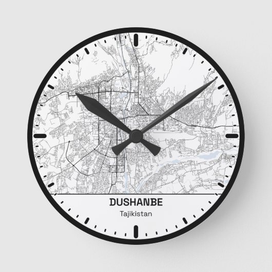 Dushanbe Clock City Line Art ラウンド壁時計 (正面)
