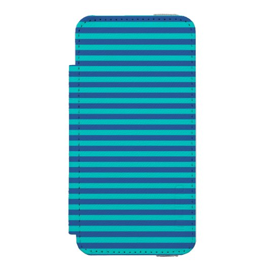 Dusk Blue and Dark Turquoise Stripes Incipio iPhoneウォレットケース (フォリオ 正面)