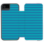 Dusk Blue and Dark Turquoise Stripes Incipio iPhoneウォレットケース (フォリオ Open)