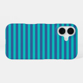 Dusk Blue and Dark Turquoise Stripes iPhone 16ケース (裏面横)