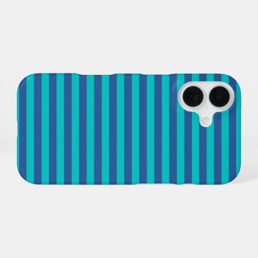 Dusk Blue and Dark Turquoise Stripes iPhone 16ケース (裏面横)