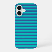 Dusk Blue and Dark Turquoise Stripes iPhone 16ケース (裏面)