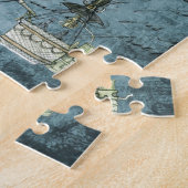 Dusk Blue Hot Air Balloon Steampunk Handwriting ジグソーパズル (側面)