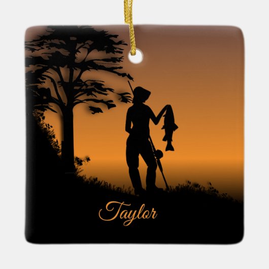 Dusk Personalのフィッシャー女性 セラミックオーナメント (正面)