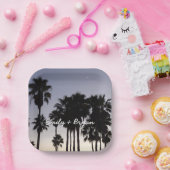 Dusk with Palm Trees Tropical Scene ペーパープレート (パーティー)