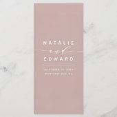 Duskyピンクのエレガントな水彩画の色彩の鮮やかな結婚式 メニュー (裏面)