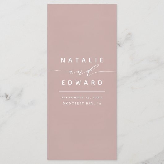 Duskyピンクのエレガントな水彩画の色彩の鮮やかな結婚式 メニュー (裏面)