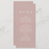 Duskyピンクのエレガントな水彩画の色彩の鮮やかな結婚式 メニュー (正面/裏面)